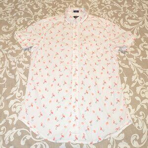J Crew Mercantile Flex Flamingos Shrimp Short Sleeve Button Down Shirt Men's S